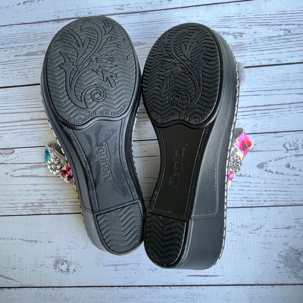 Alegria Womens Floral Comfort Leather Wedge Sandals EU 35/US 5-5.5 Cottagecore - Picture 10 of 12